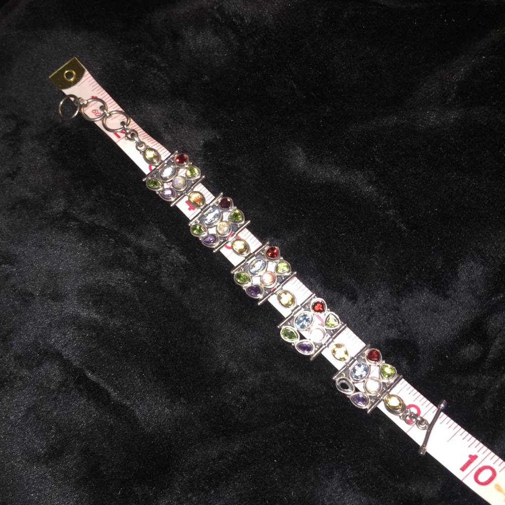 Multi Gemstone Sterling Silver Toggle Bracelet - image 7